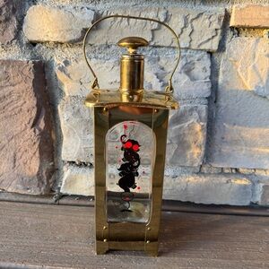 Vintage Brass Glass Lantern Tipsy Elephant "How Dry I Am" Musical Box Decanter